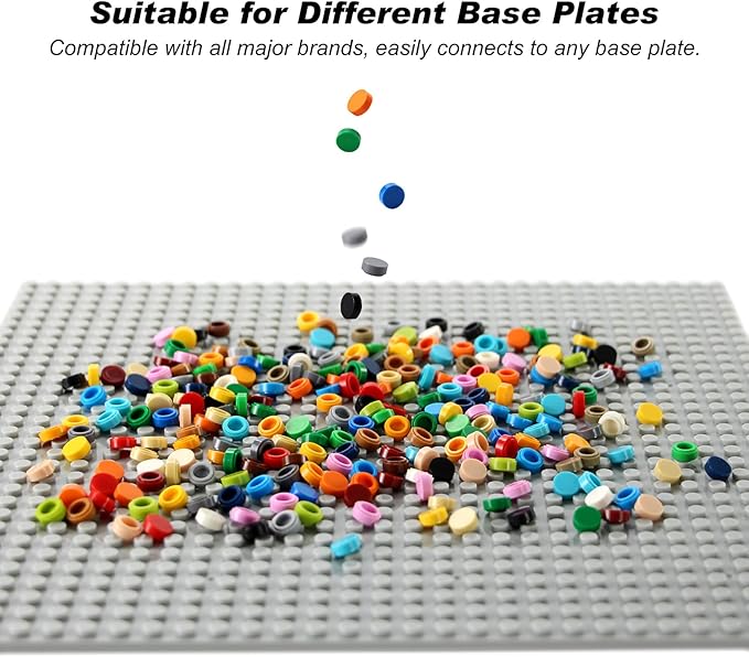 Feleph Custom 1×1 Round Flat Tiles 2200PCS Bricks MOC Parts and Pieces, 22 Colors Bulk Studs Building Accessories for Smooth Surface, Mosaics and Pixel Art Toy Dots Compatible with Major Brands 98138