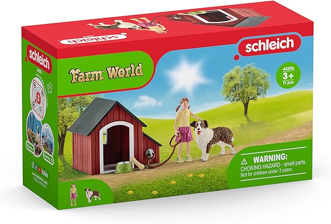 Schleich Farm World, Animal Toys for Kids, Kennel with Dog Toy and House 5-Piece Set, Ages 3+
