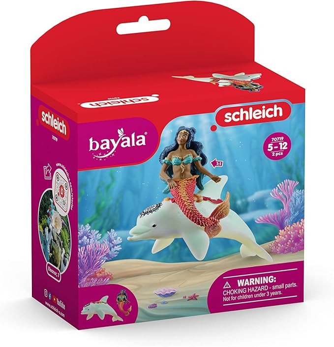Schleich bayala, Mermaid Toys for Girls and Boys, Mermaid Isabelle Figurine with Toy Dolphin, Ages 5+