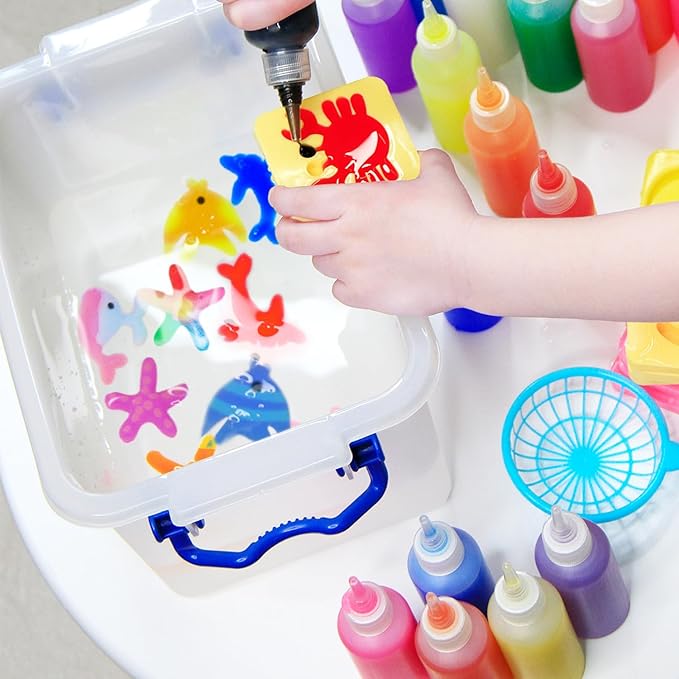 MINISENTIALS Magic Water Elf Toy Kit - 20 Colors Aqua Art Gel 100ml Jumbo Size Famliy Set - 15 Sea Creature Molds Magic Fairy Squishy Maker - Party Favor Birthday Christmas Gift for Kids