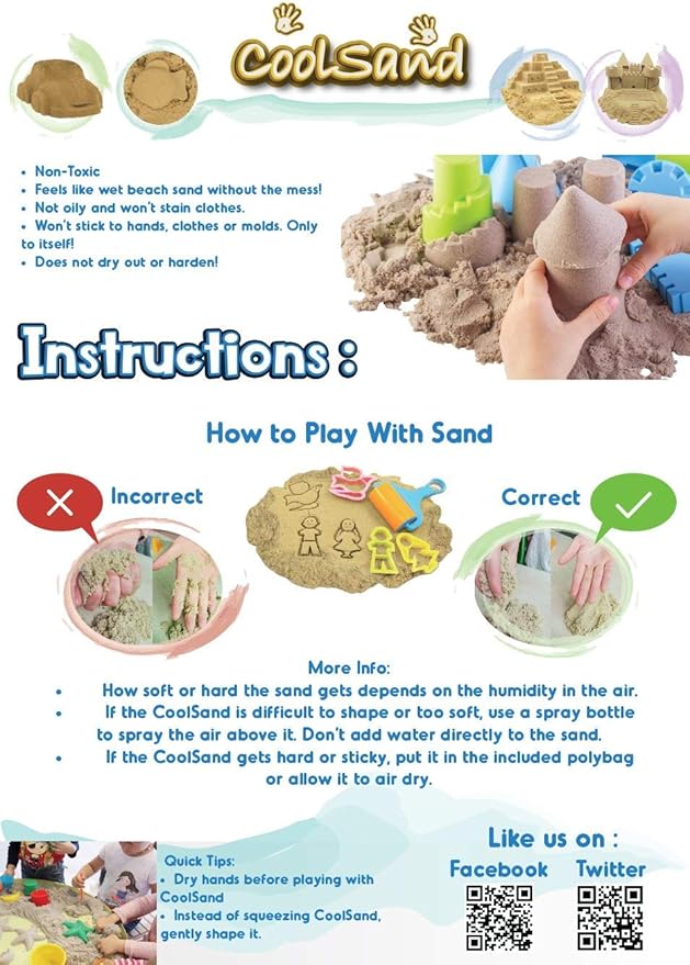 2 Pound Refill Pack - Moldable Indoor Play Sand in Resealable Bag Blue