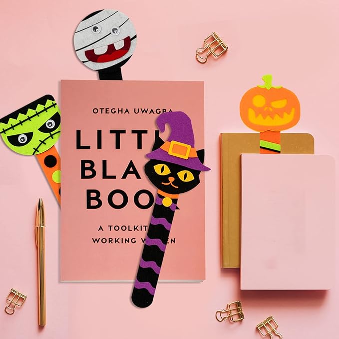 Shemira 16 Pack Halloween Crafts for Kids, Halloween Bookmark Craft for Party Favors, Halloween Trick or Treating Gifts Toys, Halloween Miniatures Prizes for Kids, Halloween School Art Activities