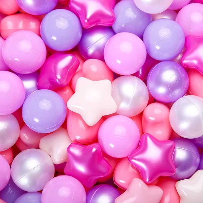GOGOSO Shape Ball Pits Balls, Star Heart Plastic Play Balls for Toddlers Kids Children, DIY Giant Friendship Bracelet Banner