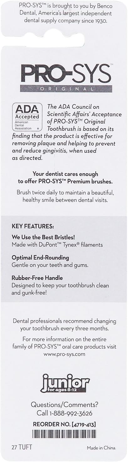 PRO-SYS® Kids Toothbrush (Colorful 2-Pack) - Made with Soft Dupont® bristles (Ages 8-12)