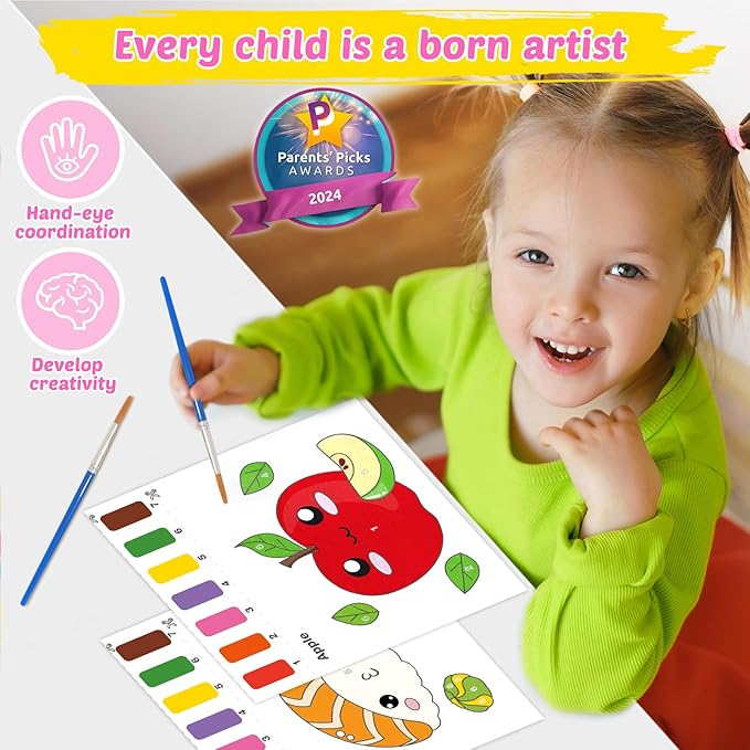 Water Coloring Books for Toddlers - Easter Basket Stuffers Watercolor Paint Book Drawing Art Paper for Kids Mess Free Craft Supplies kit Toy for Age 3 4 5 6 Valentines Birthday Gift(Food）