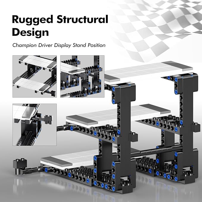 Display Stand for Lego Speed Champions Building Kit, 3 Layer Stand for Lego Car 76918 76923 76934 76919 76909 76914 76917 Model with Driver's Display, Collectible Gifts for Adults (220 Pcs)