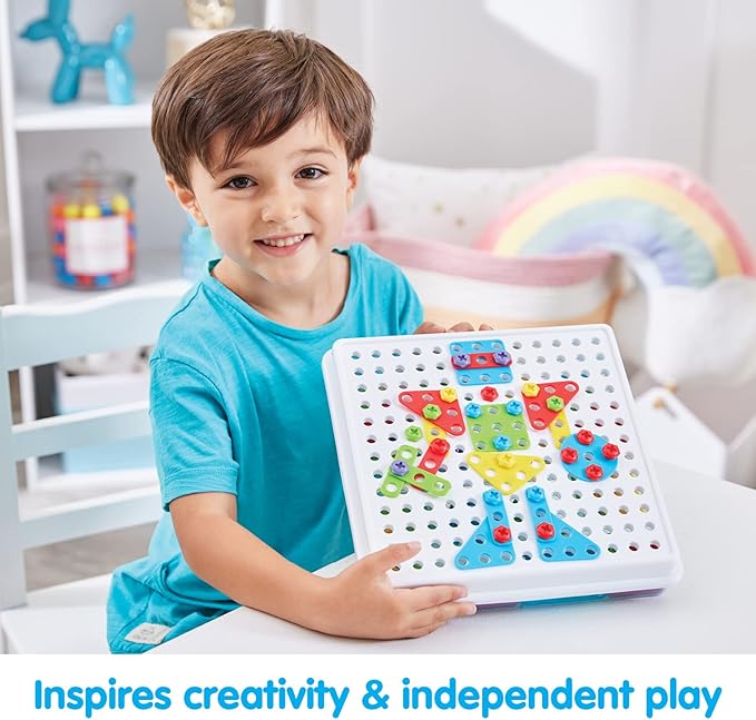 Kidoozie Create & Construct Building Kit, S.T.E.A.M Mosaic Art Activity for Children Ages 3+