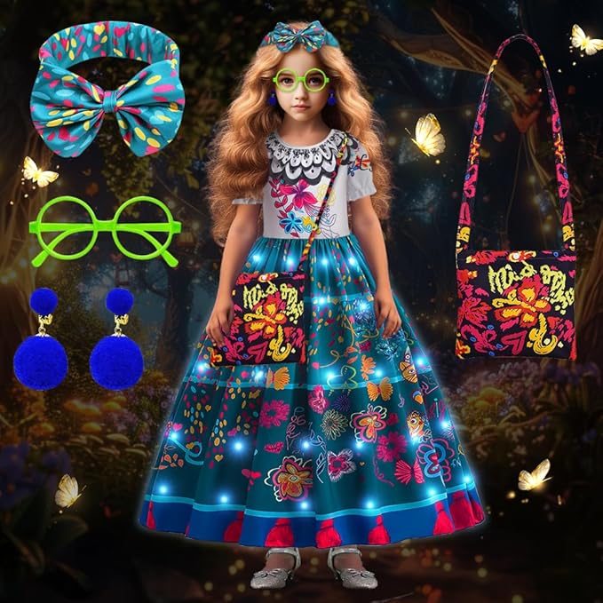 TOLOYE Princess Dress Up for Girls, Princess Costume for Girls Light Up with Accessories for Halloween Carnival Cospaly