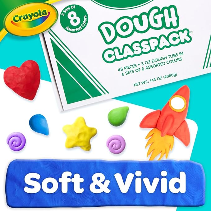 Crayola Dough Classpack - 8 Assorted Colors (48 Count), 3oz Kids Dough, Classroom Supplies for Teachers & Art Projects, Nontoxic, Ages 3+