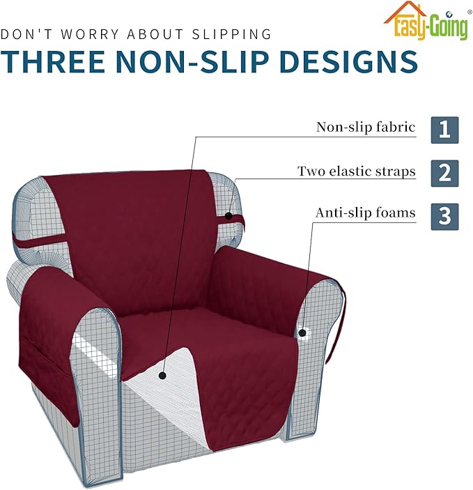 Easy-Going Sofa Slipcover Waterproof Sofa Cover Couch Cover for 4 Cushion Couch with Elastic Straps Washable Non-Slip Furniture Protector Cover for Pets, Dogs, Cat (XX-Large, Christmas Red)