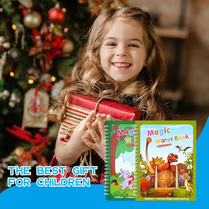 OSDUE 2 Pack Water Coloring Book for Toddler, Water Painting Book for Toddlers, Paint with Water Books, Educational Learning Doodle Toy, Reusable No-Mess Art Book Travel Toys & Xmas Gift for Kids