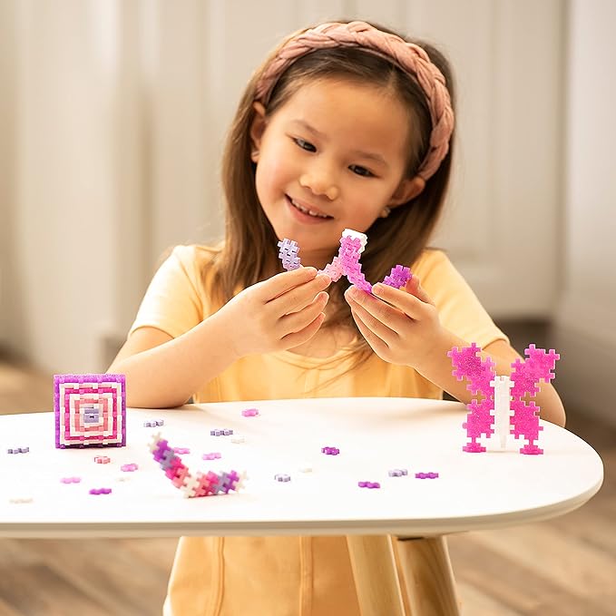 PLUS PLUS 240 Piece Interlocking Building Blocks for Kids, Open Ended Connecting Toys, STEM Bin Mini Manipulatives - Glitter Mix Play Tube & Baseplate