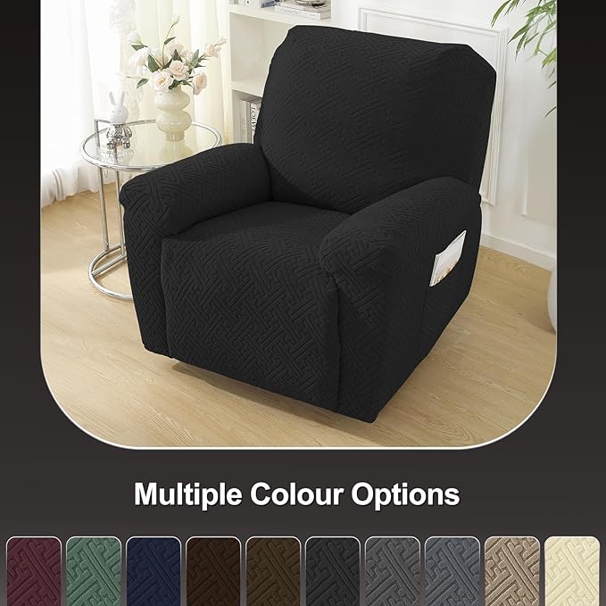 NORTHERN BROTHERS Recliner Chair Covers, Lazy Boy Recliner Covers, Stretchy Cover for Recliner Chairs, Black