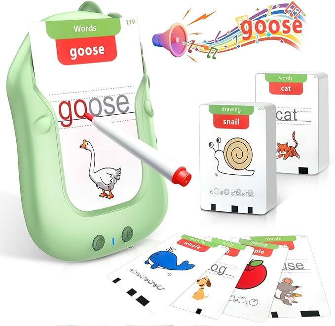 Preschool Learning Activities Toddler Toys Reusable Writing Drawing Talking Flash Cards Phonics Education Card Pocket Speech Therapy Toys for Boys and Girls, Xmas/Birthday Gift