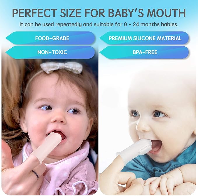 Jochebed Baby Finger Toothbrush for Training Teething - Infant & Toddles & Kids Teeth Brush Soft Babies Tooth Brushing Oral Cleaning Massager to Train Your Child Healthy Oral Habits -3 PCS