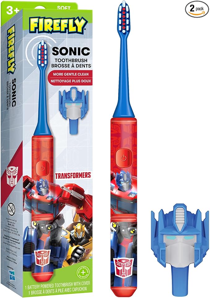 FIREFLY Transformers Sonic Toothbrush with 3D Cover, Soft, Ages 3+