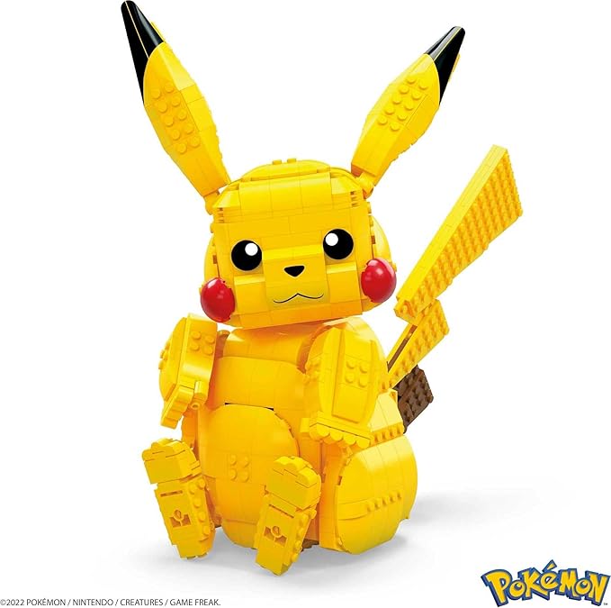 MEGA Pokémon Building Toys Set Jumbo Pikachu with 806 Pieces, Articulated and Poseable, 12 Inches Tall, for Kids