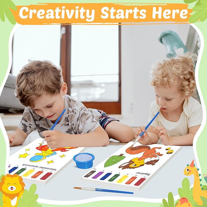 Water Coloring Books for Toddlers - Easter Basket Stuffers Watercolor Paint Book Drawing Art Paper for Kids Mess Free Craft Supplies kit Toy for Age 3 4 5 6 Valentines Birthday Gift(Aniaml,Planet）