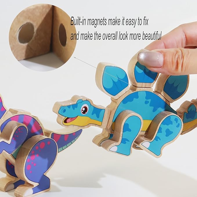 Dinosaur Assembly Magnetic Building Blocks Toys,Dinosaur Snap Together Building Toys for 3-8 Years Old