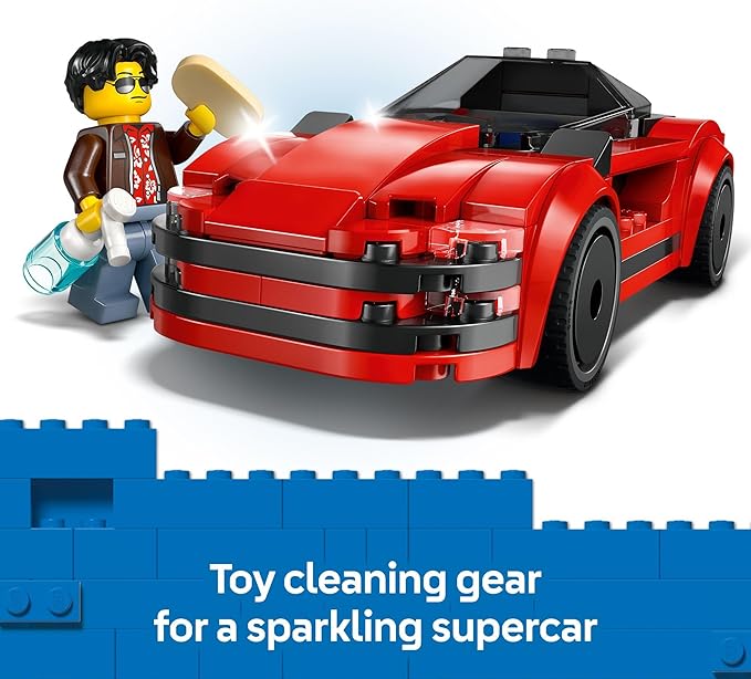LEGO City Red Sports Car Toy - Building Toy for Kids, Boys and Girls, Ages 5+ - Educational Gift for Birthdays and Holidays - Includes Driver Minifigure and Other Accessories - 60448
