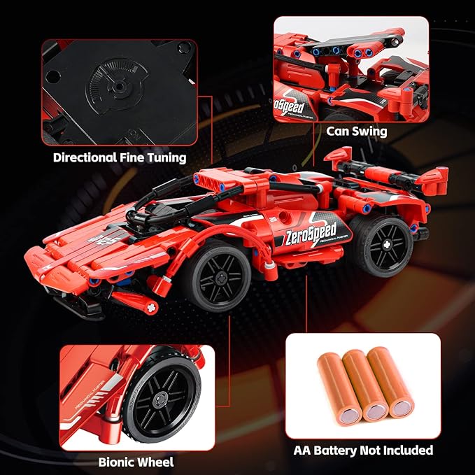 RC Toy Best Birthday Gifts for Age 6 7 8 9 10 11 12 Years Old Kids Boys Girls 2 in 1 Remote Control Racing Car Building Blocks 351 Pcs DIY Building Kits Engineering Construction Toy