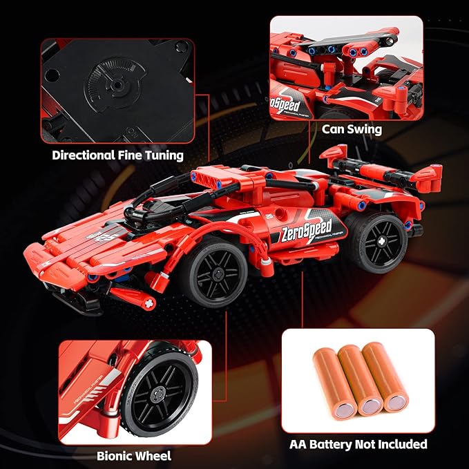 RC Toy Best Birthday Gifts for Age 6 7 8 9 10 11 12 Years Old Kids Boys Girls 2 in 1 Remote Control Racing Car Building Blocks 351 Pcs DIY Building Kits Engineering Construction Toy