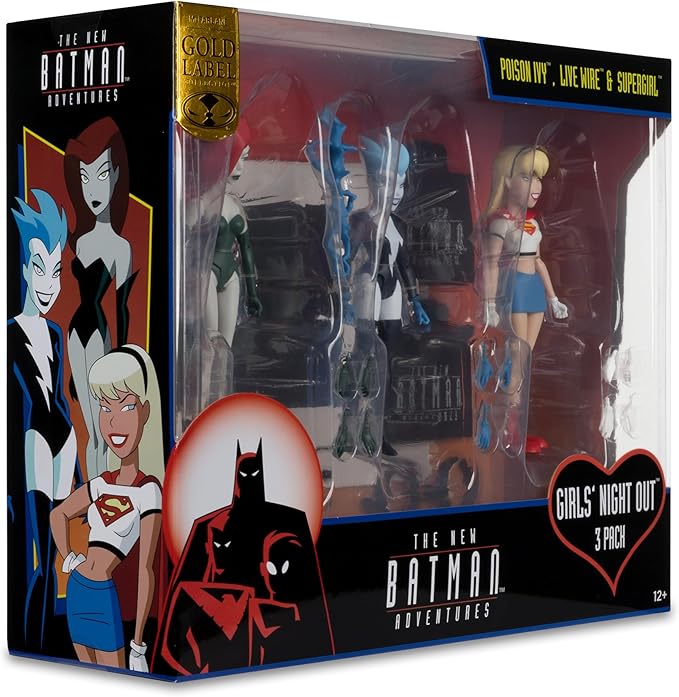 McFarlane Toys - The New Batman Adventures Poison Ivy Live Wire Supergirl (Girls' Night Out) 3pk Gold Label