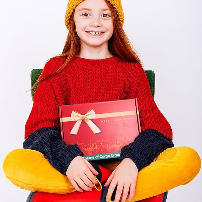 WOOD CITY Wooden Train Set for Toddler, 56 Pcs Deluxe Kids Car Toy for 2 3 4 Year Old Boy, Cargo-Themed Train Track with Tower Crane & Suspension Bridge - Fits Thomas Brio Chuggington Melissa Orbrium