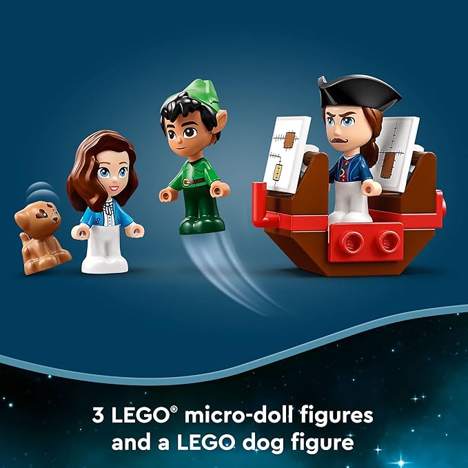 LEGO Disney Peter Pan & Wendy's Storybook Adventure 43220 Portable Playset with Micro Dolls and Pirate Ship, Travel Toy for Kids Ages 5 Plus