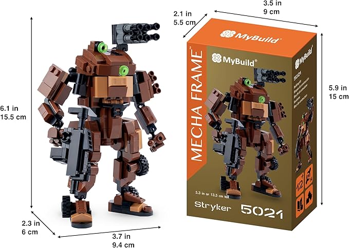 MyBuild Mecha Frame Armed Forces Stryker 5021 - Brown Armor Robot Blocks Toy Building Bricks Collection for Children to Adult Mech Fans