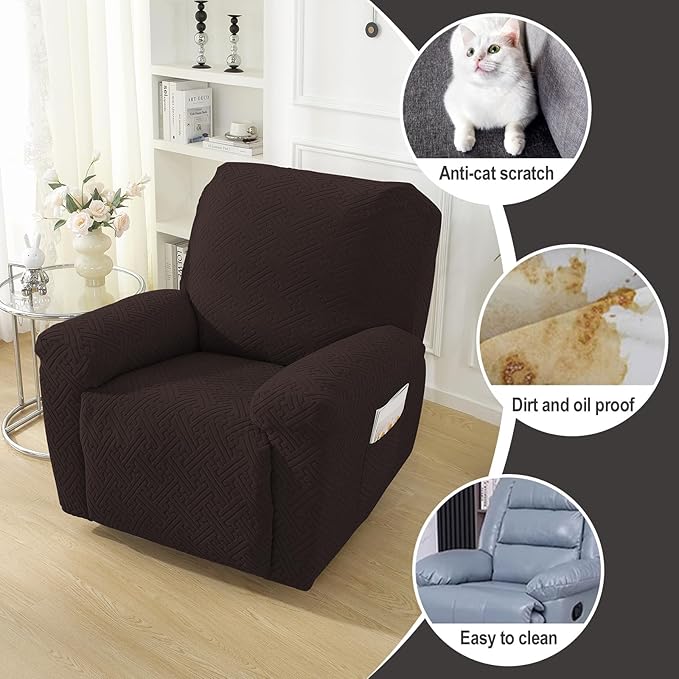 NORTHERN BROTHERS Oversized Recliner Chair Covers, Large Lazy Boy Recliner Covers, Stretchy Cover for Recliner Chairs, Dark Brown