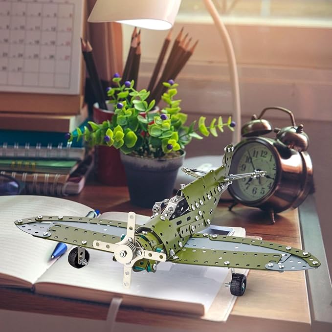 LILCRUIBAO STEM Projects for Kids Ages 8-12 12-16, 258 Pieces Erector Sets Airplane Model kit, Model Aircraft Metal Building Toys Birthday Christmas Gifts for 10-14 Year Old and Up Boys Girls Adults