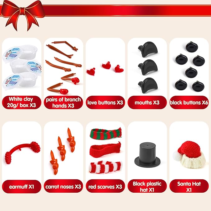 JOYIN Christmas Build Your Snowman Craft Kit, 9 Pack DIY Snowman Christmas Craft Kit for Christmas Party Favor, School Arts and Craft Activities, Xmas Gift Stocking Stuffers for Kids, Holiday Presents