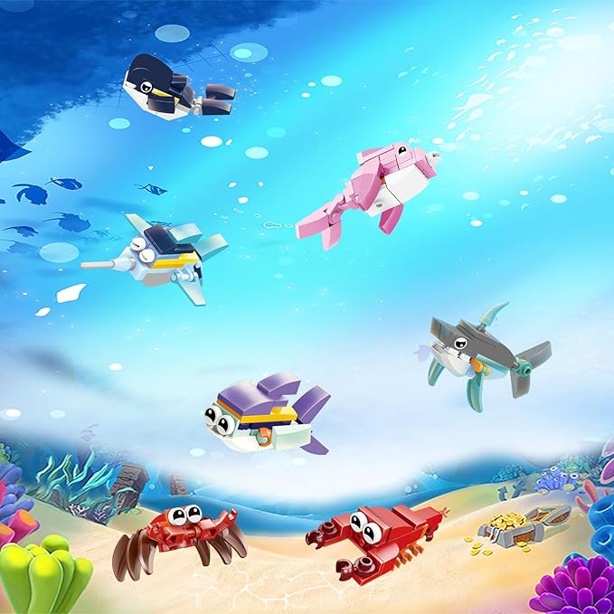 Party Favors for Kids - 12 Pack Animals Building Blocks for Goodie Bags Stocking Stuffers Classroom Prizes Birthday Gifts Toy Building Sets for Kids 6-12yrs