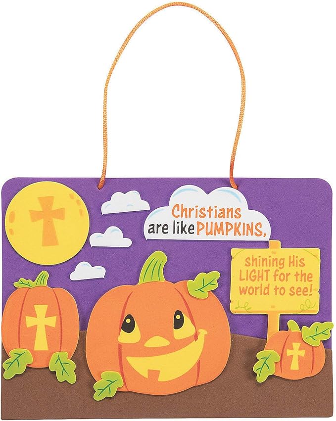 7 1/2" x 5 1/2" Foam Christian Pumpkin Craft Kit - Fun Religious Craft - Makes 12