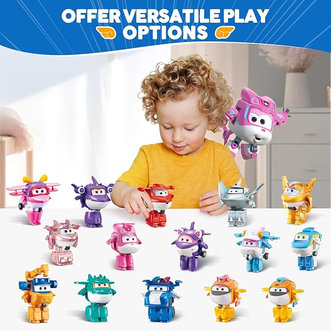 Super Wings Transformer Toys, 2 in Dizzy Robot Transformer Action Figures, 2-in-1 Mode Robot Transformer Toys for Boys Girls 4-6 6-8, Fun Plane Toys for Boys Toddlers Kids Age 3 4 5 6 7 8