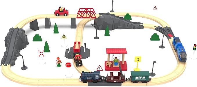 Battery Operated Train for Wooden Track, 3Pcs Motorized Train Toy for 3 4 5+Years Old Boy Girl Toddlers, Electric Trains Compatible with Thomas & Friends, Brio and Chuggington