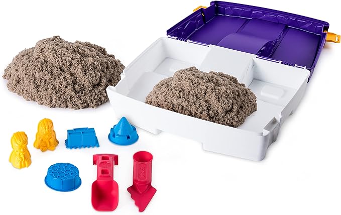Kinetic Sand, Folding Sand Box with 2lbs of Kinetic Sand, Includes Molds and Tools, Play Sand Sensory Toys for Kids Ages 3 and up