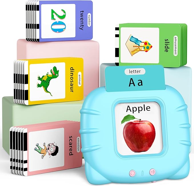 520 ABC Sight Words Talking Flash Cards with Number/Shapes/Letters/Colors, Etc, Preschool-Learning-Activities, Toddler Learning Toys for 1-6 Year Old Boys and Girls, Easter/Birthday Gift, Blue