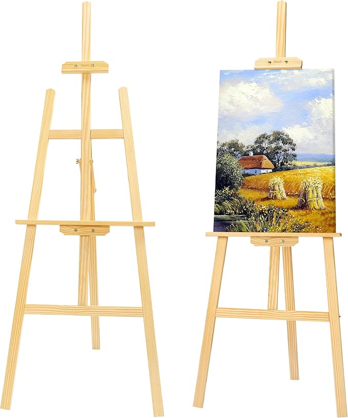 Wooden Painting Easel, Adjustable Stand Easel for Canvas Wedding Signs, Holds up to 48", Art Easel for Adults Artist Beginners Students