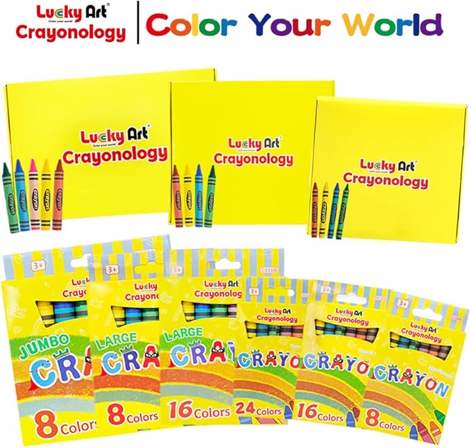 Lucky Art 40 Sets of 4 Packs (160 count) Large Size Crayons - Mini Crayon Packs Non-Toxic Crayons; Crayons in bulk for Kids Party Favors, School Supplies for Teachers & Travel Crayons