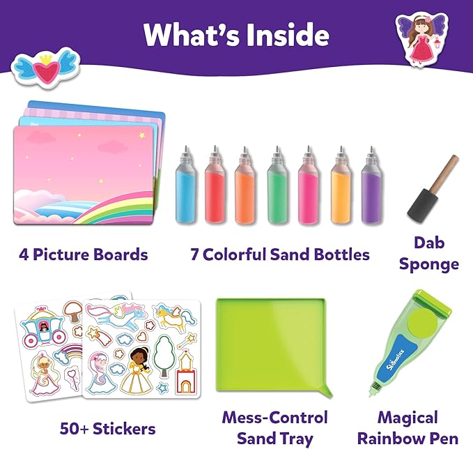Skillmatics Art & Craft Activity - Sand-Tastic Art Unicorns & Princesses, Easter Basket Stuffers, Sand Art for Kids, Craft Kits & Supplies, DIY Creative Activity, Gifts for Ages 4, 5, 6, 7, 8, 9, 10