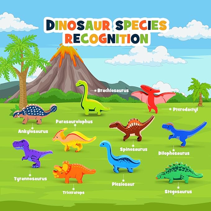 Dinosaur Toys for Kids 3-5: Wooden Stacking Montessori Toys for 3 4 5 6 7 Year Old Balance Competition Game for Family Ideal Easter Birthday Gifts for Kids Ages 3-7 (Double Version)