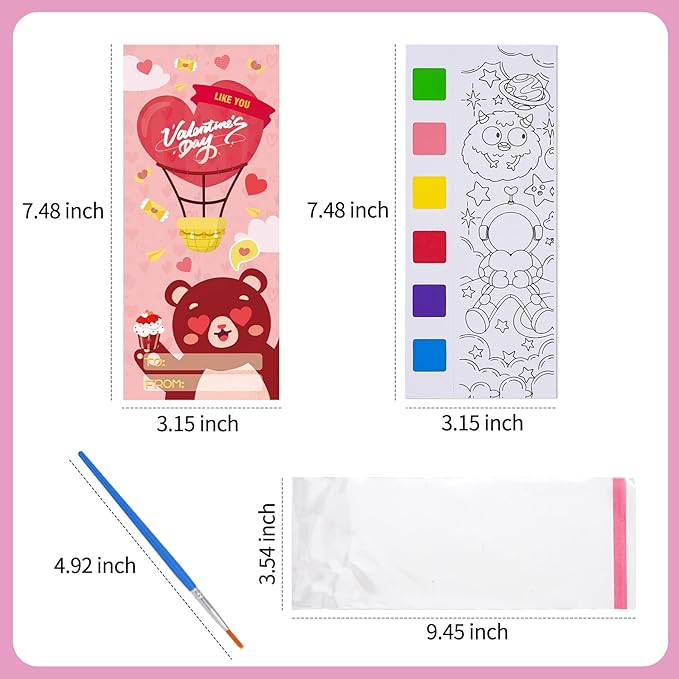 Valentines Day Gifts for Kids 24 Pack Valentines Day Cards with Watercolor Coloring Books for Boys Girls Watercolor Painting Book for Toddlers Valentine School Exchange Gift Classroom Party Favors