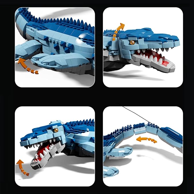 L001, Jurassic Mosasaurus (1200pcs), Dinosaur World Park Building Set,Dino Blocks Toys Sets for Boys,Age 6-12 Year Old