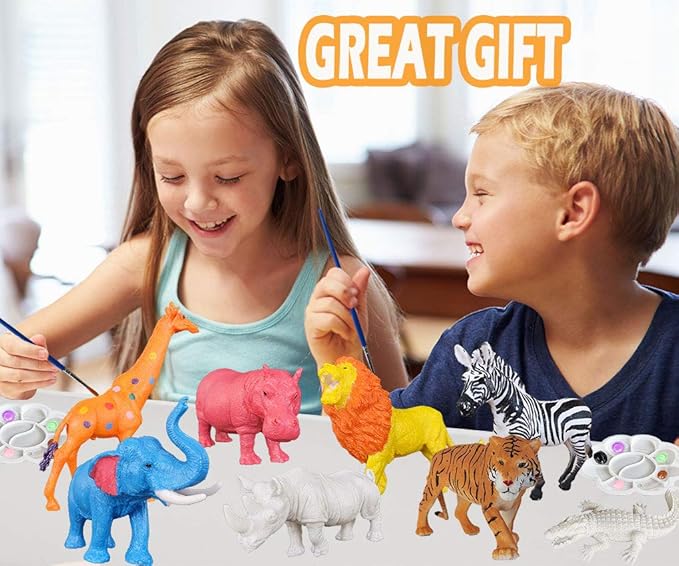 Yileqi Safari Animal Painting Kit for Kids Crafts and Arts Set, Jumbo Jungle Animal Toy Art and Crafts for Boys Girls Age 4 5 6 7 8 Years Old, DIY Paint for Kid Activities Birthday Gift