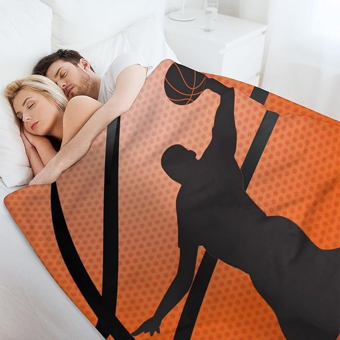 Basketball Throw Blanket - Soft Flannel Sports Basketball Blankets for Teens Adults Women Men Basketball Lovers - Warm Basketball Throw Blankets for All Season Lap, Chair, Sofa - 70"x50"