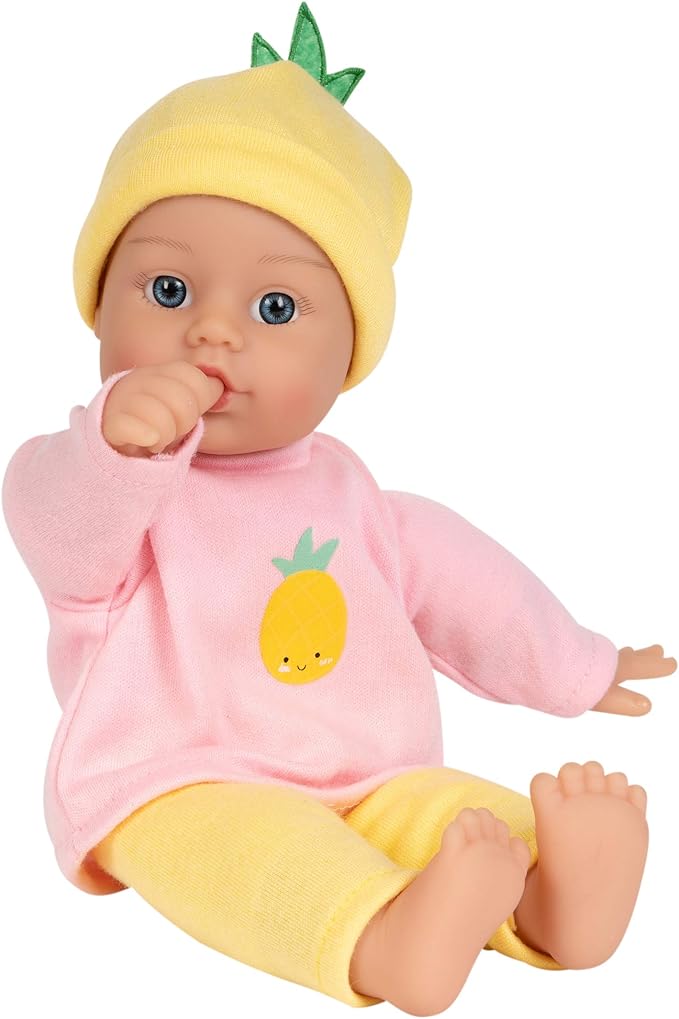 ADORA 11" Soft Cuddly Baby Doll with Blue Eyes, Blonde Hair, Bottle, Beanie, Pink/Yellow - Amazon Exclusive
