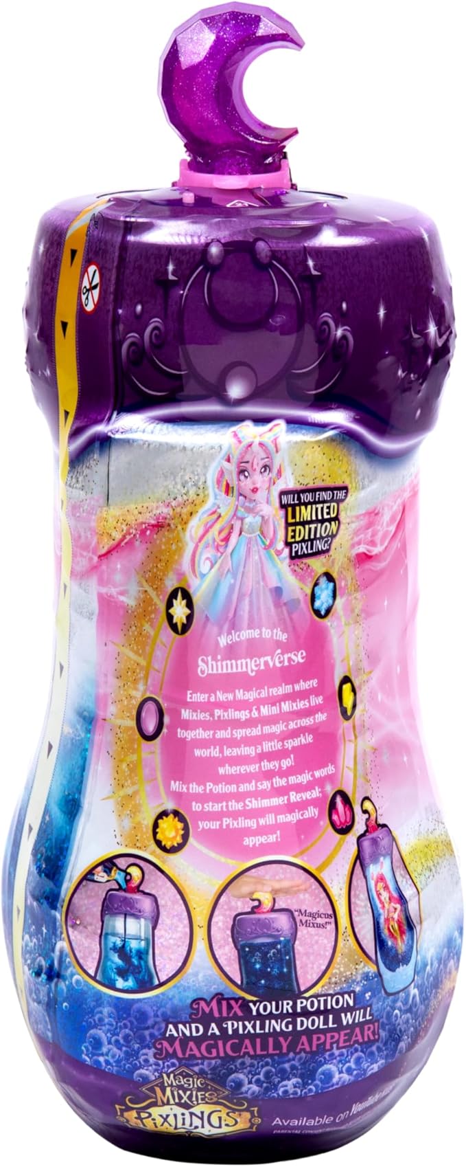 Magic Mixies Pixlings Shimmerverse Series, Create & Mix Magic Potion To Magically Reveal Catlyn the Cat, Watch As This Beautiful 6.5" Shimmerverse Pixling Fashion Doll Appears Inside The Potion Bottle
