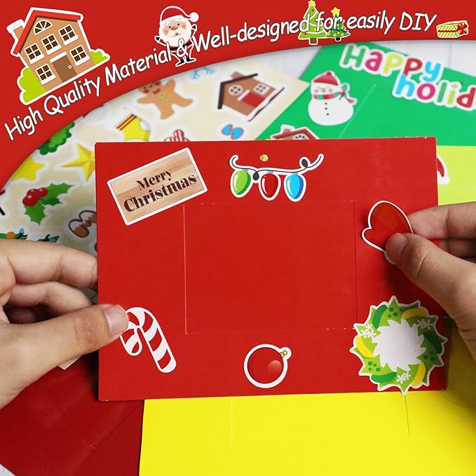 chiazllta 30 Packs Christmas Picture Frame Craft Kits for Kids Holiday DIY Craft Gingerbread Candy Santa Reindeer Xmas Art Favor Home Classroom Game Activities